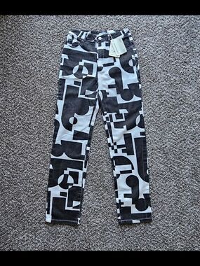 Peppermayo Black & White Straight Leg Graphic Jeans